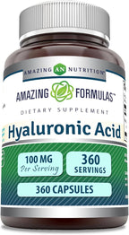 Amazing Formulas Hyaluronic Acid 100 Mg Supplement | Capsules | Non-GMO | Gluten-Free | Made in USA (1 Pack, 360 Count)