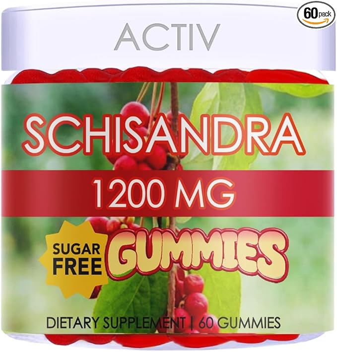 Schisandra Supplement 1200mg | 50x Regular Strength Schisandra Whole Berry | Vegan Sugar Free Cherry Flavor 60 Gummies