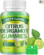 Citrus Bergamot 1500mg, Citrus Bergamot Gummies for Healthy Cholesterol, Bergamot Supplements 25:1 Extract from Italy Bergamot, Resveratrol & Niacin - Natural Vegan 60 Gummies