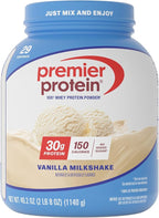 Premier Protein Powder, Vanilla Milkshake, 30g Protein, 1g Sugar, Gluten Free, No Soy, 40.2 oz (29 Servings)