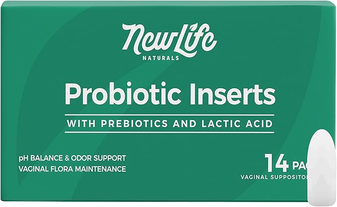 NewLife Naturals Vaginal Probiotic Suppositories 2 Billion CFU – Feminine pH Balance & Odor Support – Bacillus Coagulans + Prebiotic + Lactic Acid – Non GMO All Natural - 30 Day + Supply (14 Inserts)