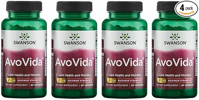 Swanson AvoVida - Natural Supplement Promoting Joint Health & Mobility - Avocado & Soybean Unsaponifiables to Support Cartilage & Tissue Health - (60 Capsules, 300mg Each) (4 Pack)