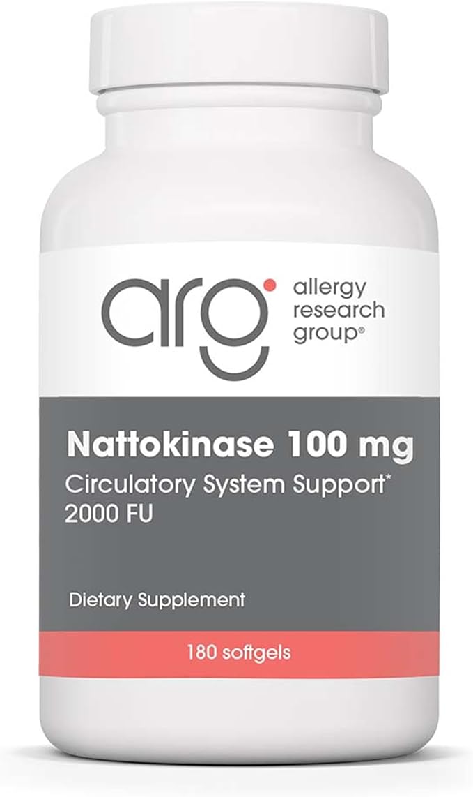 Allergy Research Group ARG Nattokinase 100 mg - Supplement to Support Healthy Circulation - Delivers 100 mg Nattokinase NSK-SD from Fermented Soybeans per Serving - 180 Servings - 180 Capsules