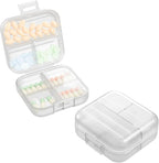 Small Travel Pill Box, Double Layer 7-Compartments Pill Organizer, 3.1" x 3.1" x 1.4" Portable Weekly Pill Case Container for Pocket, 7 Day Compact Medicine Holder for Vitamins, Fish Oils Clear