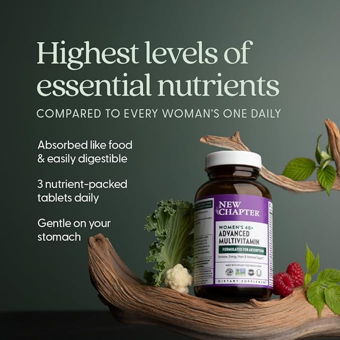 New Chapter Women's Multivitamin 40+ Advanced Formula for Heart,Hormone,Immune&Energy Support,Higher Levels of Whole-Food Fermented B Vitamins +D3,Made Organic Non-GMO Ingredients,96 Count (Pack of 2)