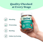 BeLive Synbiotics - Probiotic & Prebiotic Fiber Gummies – High Strength Inulin (3g), Dietary Fiber Supplement, Digestive Support for Kids & Adults - Strawberry, Orange, Blueberry Flavor (60Ct)