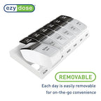 EZY DOSE Weekly (7-Day) AM/PM Pill Case, Medicine Planner, Vitamin Organizer, Small Pop-Out Compartments, 2 Times a Day, Black and Clear Lids (Pack of 2)
