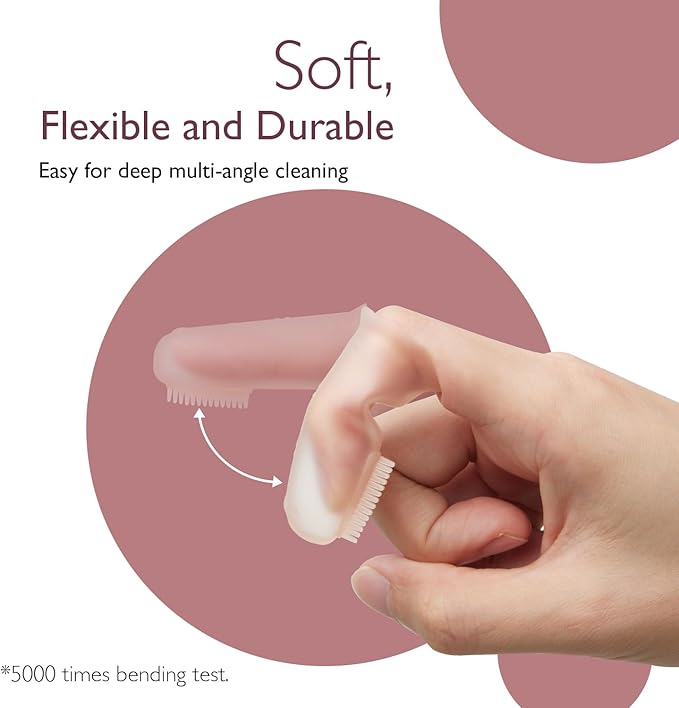 Momcozy Silicone Finger Toothbrush for Baby, Baby Finger Toothbrush for Training Teething, Infant Oral Cleaner, 2 Pcs Silicone Toothbrush