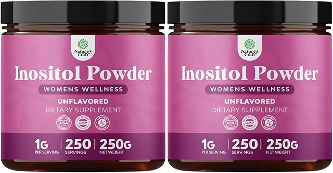 Premium Inositol Powder - Fertility Support Supplement - Restore Hormone Balance & Clarity - Provides Ovarian Support - USP Grade Inositol Supplement for Women - Mood Booster - 250g - 2 Pack
