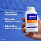Zeasorb Excess Moisture Control Super Absorbent Foot & Body Powder, Dermatologist Recommended, Friction-Fighting Formula with Patented Odor Control Technology, 2.5 oz bottle