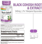 SOLARAY Black Cohosh Root Supplement for Women - Menopause Support, Vegan Capsules, Black Cohosh Herb, 545 mg per Serving, Phytoestrogen Properties, 0.2% Triterpene Glycosides - 120 Veg Cap Count