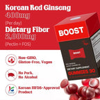 dr.blet Red Ginseng Boost Gummies – Daily Energy & Immune Support, Strawberry-Flavored Vegan Gummies with 6-Year Korean Red Ginseng, Caffeine-Free, No Added Sugar – 30 Count