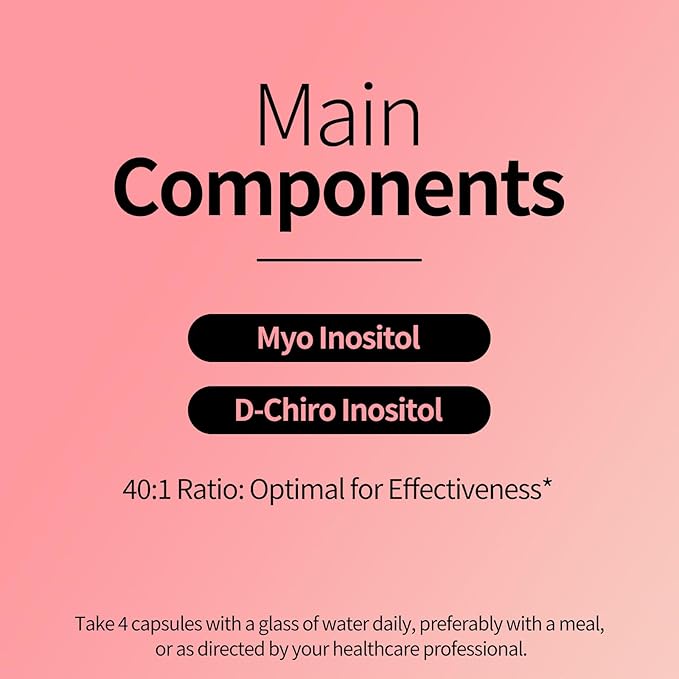 Myo-Inositol & D-Chiro Inositol (40:1 Ratio) - Supports Cycle Regularity & Ovarian Function - 240 Capsules, 60-Day Routine Bundle