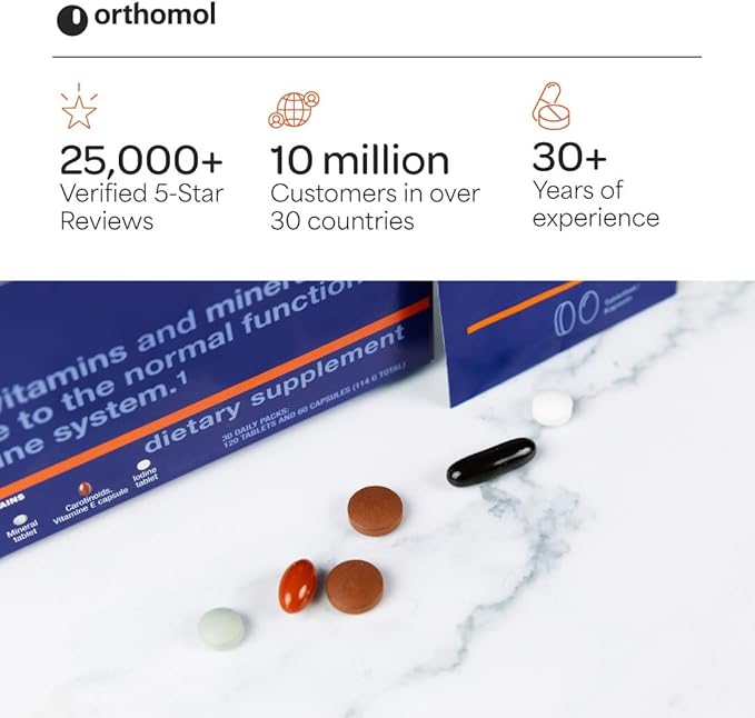 Orthomol Immun Tablet and Capsule, Immune Support Supplement, 30-Day Supply, Vitamins A, B, C, D, E, Zinc, Iodine