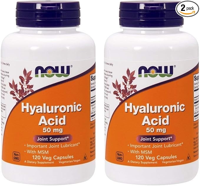 Now Foods Hyaluronic Acid with MSN, 120 Capsules (Pack of 2)