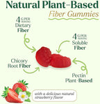 Prebiotic Fiber Gummies - 4g Dietary Fiber Per Serving - Extra Strength Daily Supplement for Adults - Tasty Strawberry Flavor - Plant Based Digestive and Regularity Support - 60 Gummies