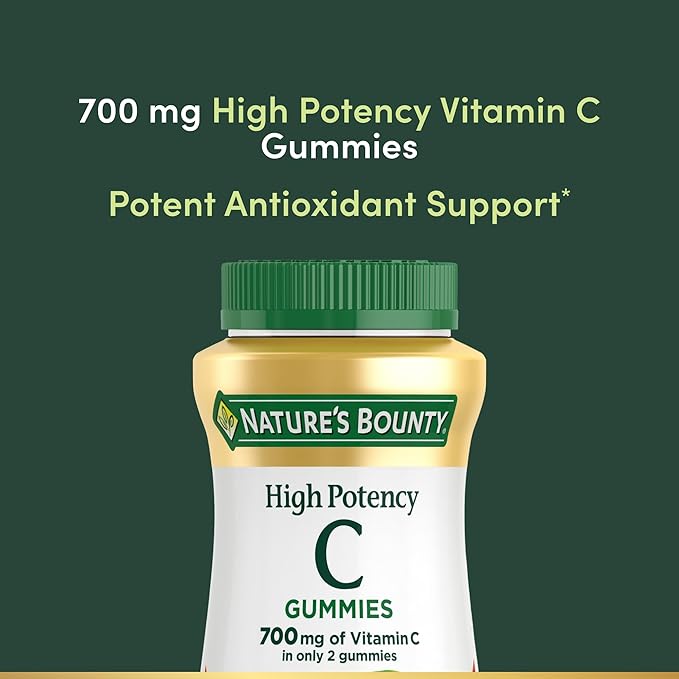 Nature's Bounty Vitamin C Gummies 700mg, High Potency Vitamin C Chewable Gummies for Adults, Immune Support Supplement, Dietary Supplement, Orange Flavor, 60 Ct (Pack of 2)