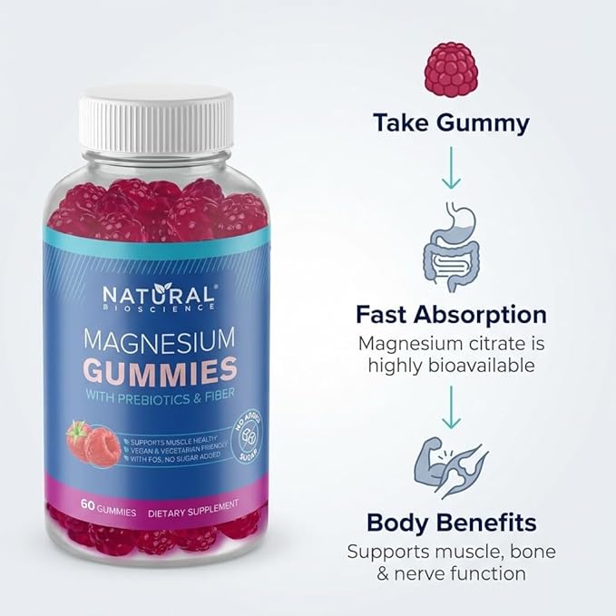Magnesium Gummies for Adults - High Potency Magnesium Supplement, Sugar-Free High Absorption Magnesium, Easy to Chew, No Sweeteners, Vegan Anti-Stress Gummies, for Sleep & Relaxation, 90 Gummies