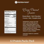 Protein Puck Vegan Plant based Protein Bar – Natural Healthy Snack Bars, 12 Count, 1.34oz Mini, Gluten Free, Dairy Free, No GMO, Kosher – Cocoa Peanut Fusion - Chocolate, Peanut Butter, Sport Nutrition