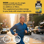 MSM Capsules 1000mg - Organic Sulfur Supplement for Joint Health, Functional Wellness, Hair, Skin & Nails, Non-GMO, Gluten Free, 180 Capsules