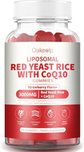 30 Day Supply Liposomal Red Yeast Rice with Coq 10 3000mg Gummies,Organic Red Yeast Rice Cholesterol Lowering Supplements, Enhanced with Coq 10 for Heart Support,Liposomal Enhance 98% Absorption