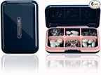 DUBSTAR Travel Pill Organizer Moisture Waterproof Small Pill Box for Pocket Purse 6 Compartments Portable Pill Case Medicine Vitamin Holder Container Blue