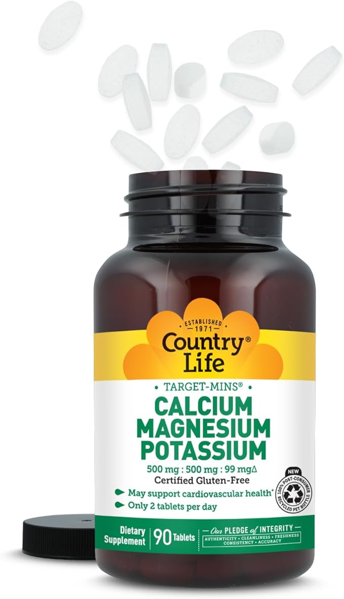 Country Life Target Mins - Calcium Magnesium Potassium, 500mg/500mg/99mg per 2 Tablets - 90 Tablets