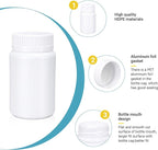 White Pill Bottle, Empty Medicine Bottles with Screw Caps for Pills Capsules Vitamins, Food Grade Plastic Medicine Containers with Labels for Travel (5oz/150ml, 4 Pcs)