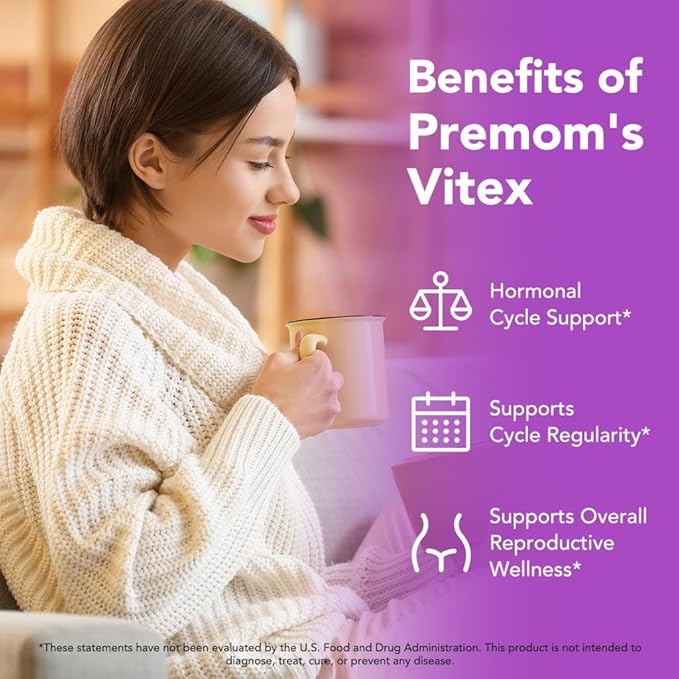 Premom Vitex Chaste Tree Berry: 1000mg Vitex Chasteberry Supplement Supports Hormone Balance & Fertility Supports Menstrual Cycle Regularity PMS Support Supplement for Women Vegan Non-GMOs