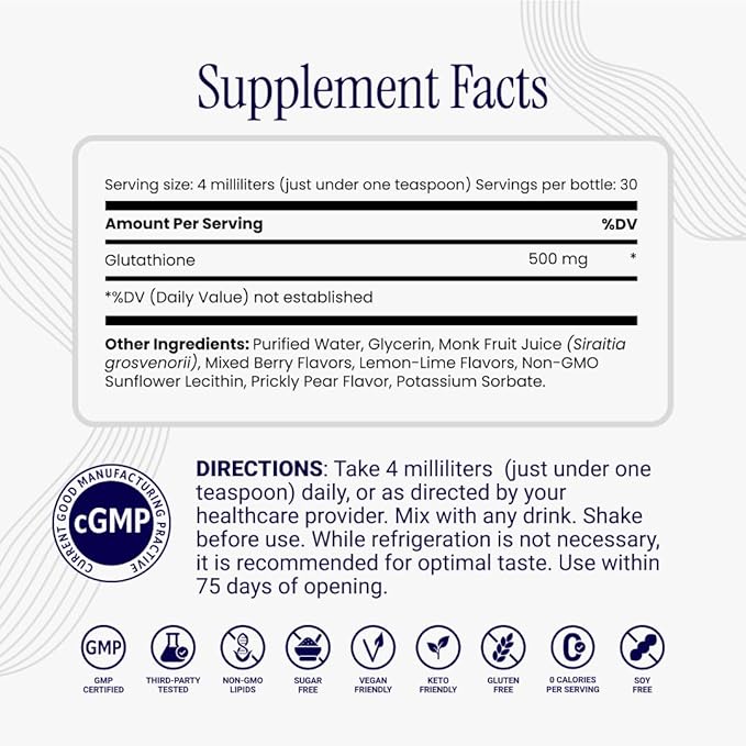 Rho Nutrition Liposomal Glutathione - Ultra High Absorption Liquid Glutathione Supplement - Supports Natural Detoxification, Immune System, Skin Health, Mental Clarity & Overall Well-Being - 3-Pack