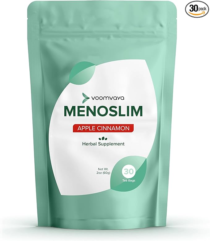 VoomVaya MenoSlim Tea – Menopause & Perimenopause Supplement for Women – Supports Healthy Metabolism & Overall Wellness – Apple Cinnamon Flavor – 30 Tea Bags