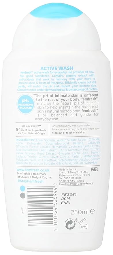 Femfresh 250ml Ultimate Care Active Fresh Wash - by Femfresh