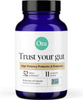 Ora Organic Probiotics with Prebiotics - 52 Billion CFU 11 Clinically Studied Strains for Digestive Health, Trust Your Gut, Gluten Free, 60 Capsules