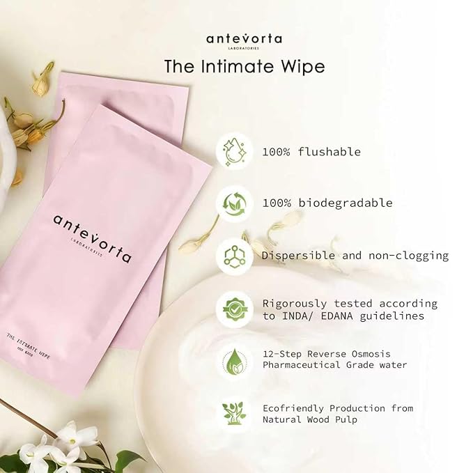 Antevorta Feminine Vaginal Wipes, Individually Wrapped Intimate Wipe - Flushable - Vagina Care, Health & Itch Relief (21 ct)