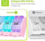 AUVON Weekly Pill Organizer Arthritis Friendly, BPA Free Travel 7 Day Pill Box Case with Spring Open Design and Large Compartment to Hold Vitamins, Cod Liver Oil, Supplements and Medication