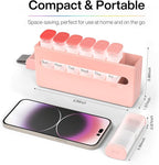 Weekly Pill Organizer 2 Times a Day - Am Pm Pill Box 7 Day, Large Twice Medicine Pill Case for Daily Medication, Vitamins, Fish Oils, Supplements Portable Week Pill Holder Container, Translucent Pink