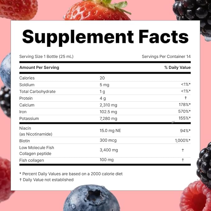 VITALBEAUTIE Super Collagen Drink – 3,500mg Low‑Molecular Fish Collagen (5 Types) – K‑Beauty Liquid Beauty Ampoules, Mixed Berry Flavor (Naturally & Artificially Flavored) – 14 x 25 mL