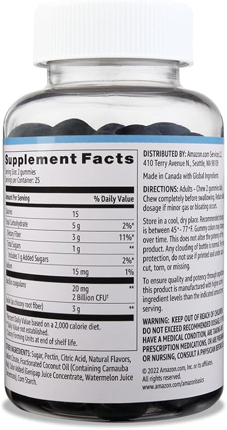 Amazon Brand - Solimo Prebiotic & Probiotic Gummies, Two Billion CFU, Blue Raspberry, 50 Count (2 per Serving) (Pack of 2)