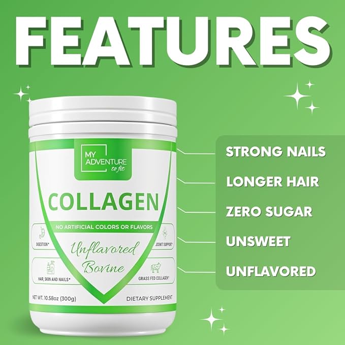 My Adventure to Fit Hydrolyzed Collagen for Women - Grass Fed Collagen Powder for Muscle Growth & Collagen Protein Powder - Keto Collagen Powder for Joints & Gut Health - Unflavored Bovine 300g