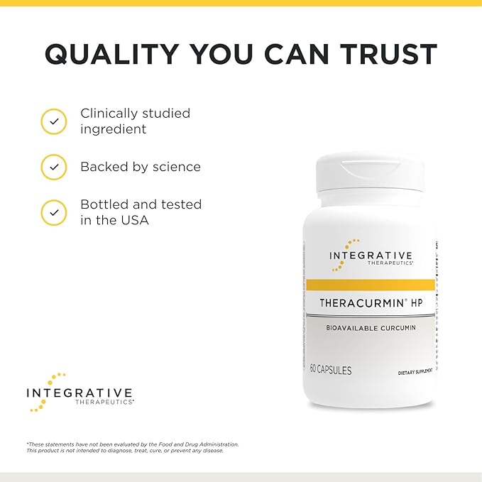 Integrative Therapeutics Theracurmin HP - Heart & Joint Health Support* - Muscle Recovery Support* - 27x More Bioavailable Than Standard Curcumin Extract - 60 Capsules (30 Servings)