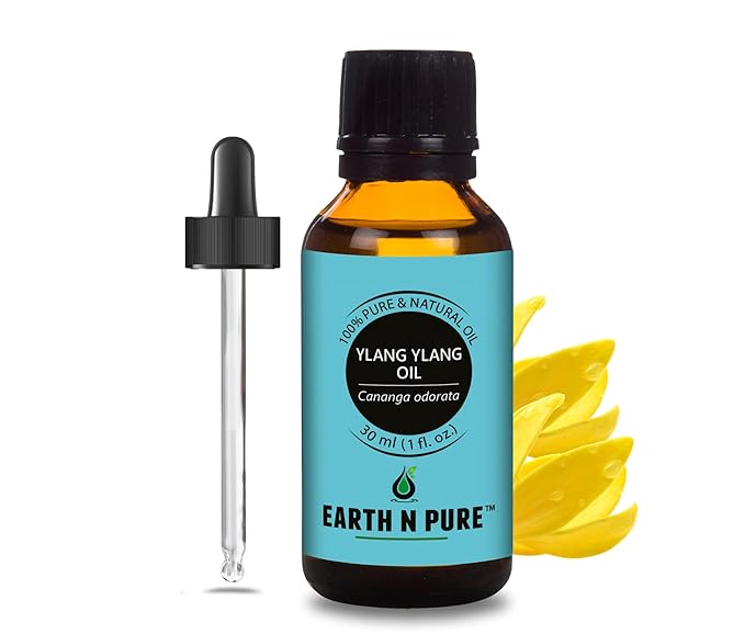 Earth N Pure Ylang Ylang Essential Oil Natural and Therapeutic Grade for Aromatherapy, Hair Care and Skin Care with Glass Dropper 30 ml