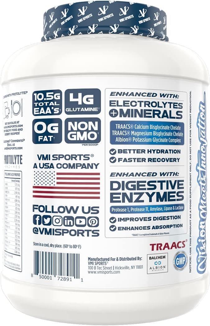 VMI Sports | ProtoLyte Whey Isolate Protein Powder | Low Calorie Whey for Weight Loss and Muscle Gain | Digestive Enzymes | Non-GMO (4.6 lb, Strawberry)