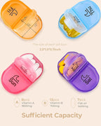 AMOOS Cute Pill Organizer 2 Times a Day, PU Leather Pill Case for Women, Portable Weekly Pill Box for Purse with Storage Bag to Hold Vitamins, Medications, Fish Oils, Supplements (Beige)