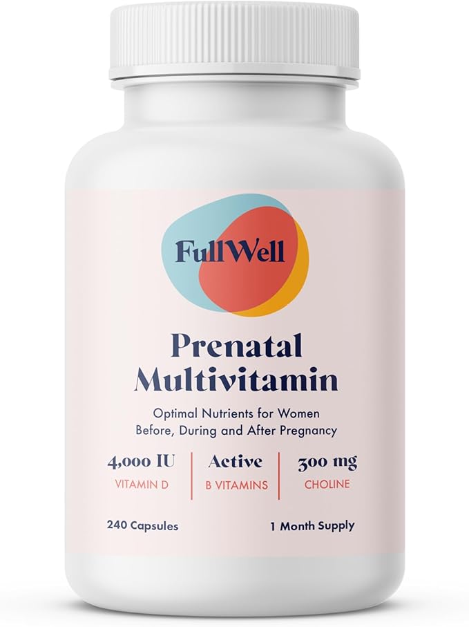 FullWell Women's Prenatal Multivitamin - Healthy Pregnancy Support - Contains Choline & Folate - Supports Fetal Growth & Brain Development* - 240 Count (30 Servings)