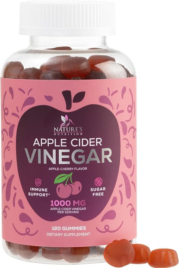 Apple Cider Vinegar Gummies 1000mg Per Serving - Sugar Free ACV Gummy Vitamins Supplement with Vitamin B12 for Energy - Keto Friendly Digestion, Detox, Cleanse Support, Vegan, Non-GMO - 120 Gummies