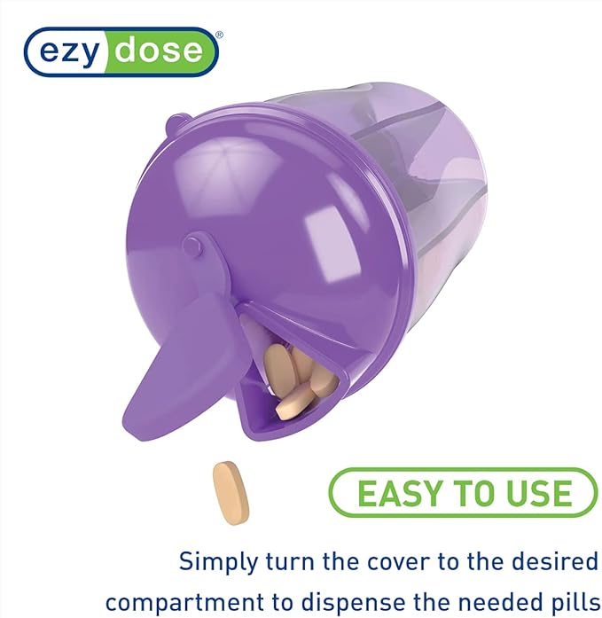 EZY DOSE Vitamin Organizer, 6 Large Compartments, 30-Day Vitamin and Medicine Storage, Keep Vitamins & Meds in Check, Easy to Use, Color May Vary, BPA Free.