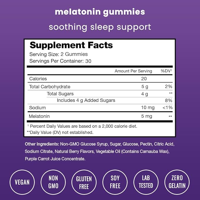 Melatonin Gummies for Kids & Adults | Natural Sleep Aid Drug-Free, Vegan Berry Flavor Kids Melatonin Gummy Supplement | 2.5mg, 5mg or 10mg Dose | Sleeping Pills Substitute 60 Gummies (Pack of 2)
