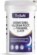 600mg GABA Sleep Aid* for Adults with 200mg Valerian Root, 100mg L-theanine, 60mg 5-HTP | Helps The Body Ease Into Sleep* & Maintain Deep Restful Sleep*, 60 Capsules, 30 Day Supply