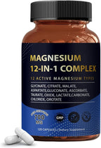 Puravita Magnesium Complex 700mg 12 in 1 Magnesium Supplement with Glycinate, Citrate, Malate & More | Easy Absorption, Energy Support, Vegan & Non-GMO | 120 Capsules (1pc)