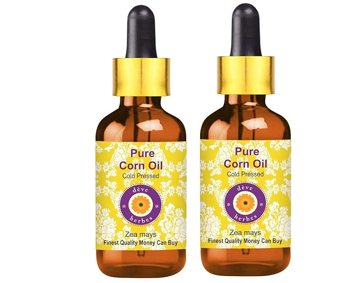 dève herbes Pure Corn Oil (Zea mays) with Glass Dropper Cold Pressed (Pack of Two) 100ml X 2 (6.76 oz)